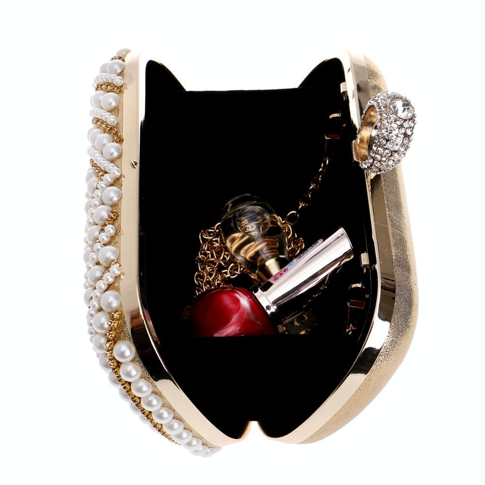 Stylish Pearl Handbag for Fashion Banquets and Parties - Gold