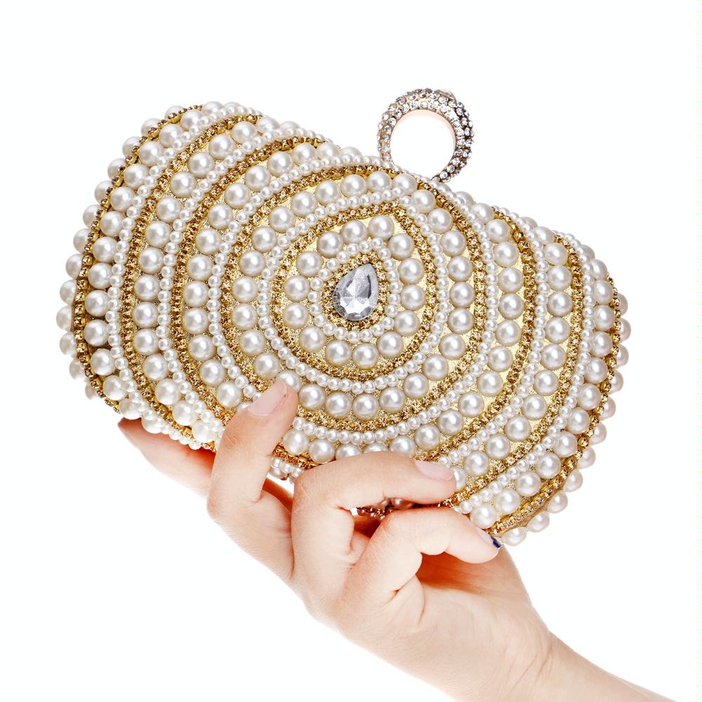 Stylish Pearl Handbag for Fashion Banquets and Parties - Gold
