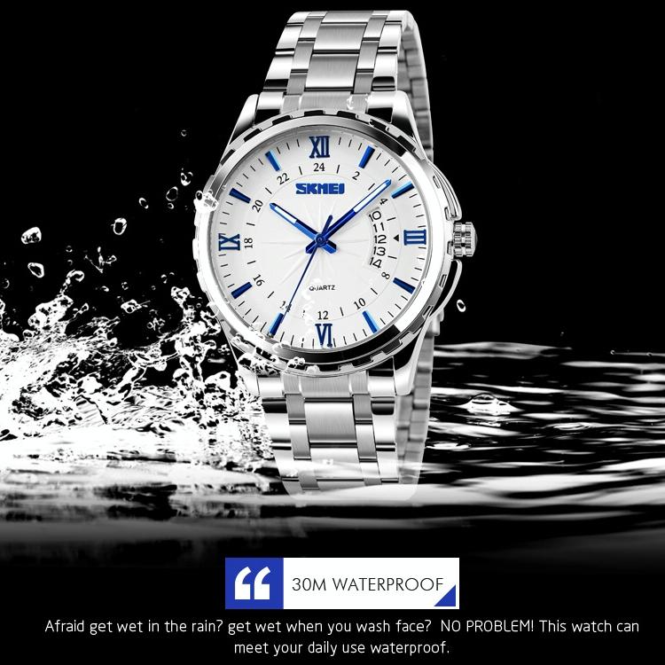 Waterproof Silver Shell Quartz Watch - Multifunctional Outdoor Fashion - Blue