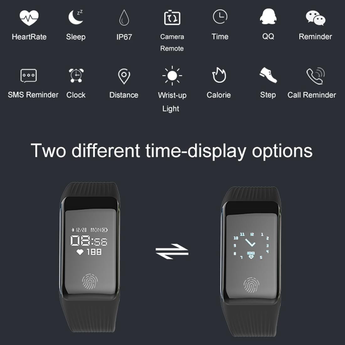 Waterproof Oled Fitness Tracker - Ip67 - Blue