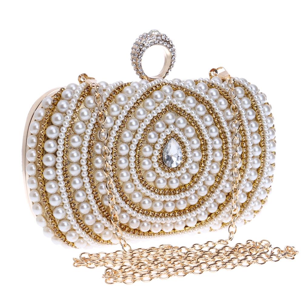 Stylish Pearl Handbag for Fashion Banquets and Parties - Blue
