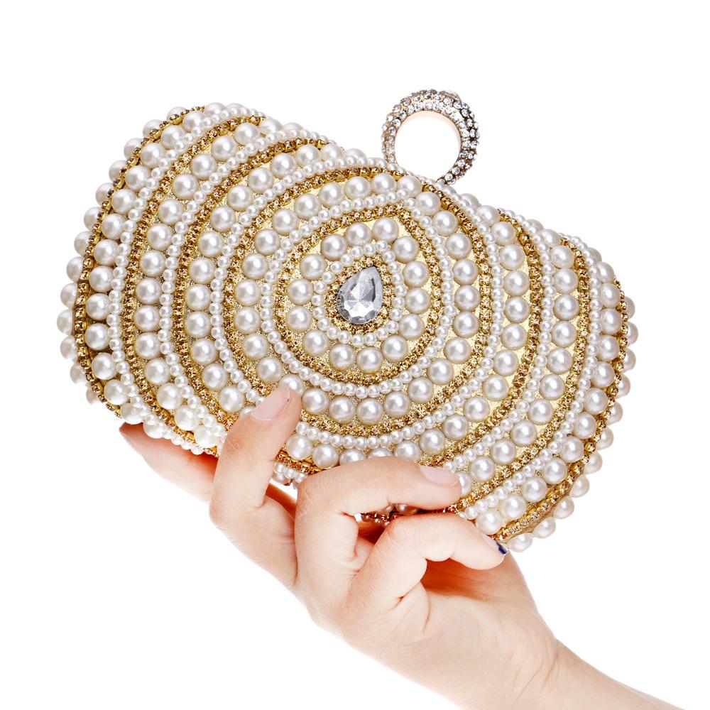 Stylish Pearl Handbag for Fashion Banquets and Parties - Blue