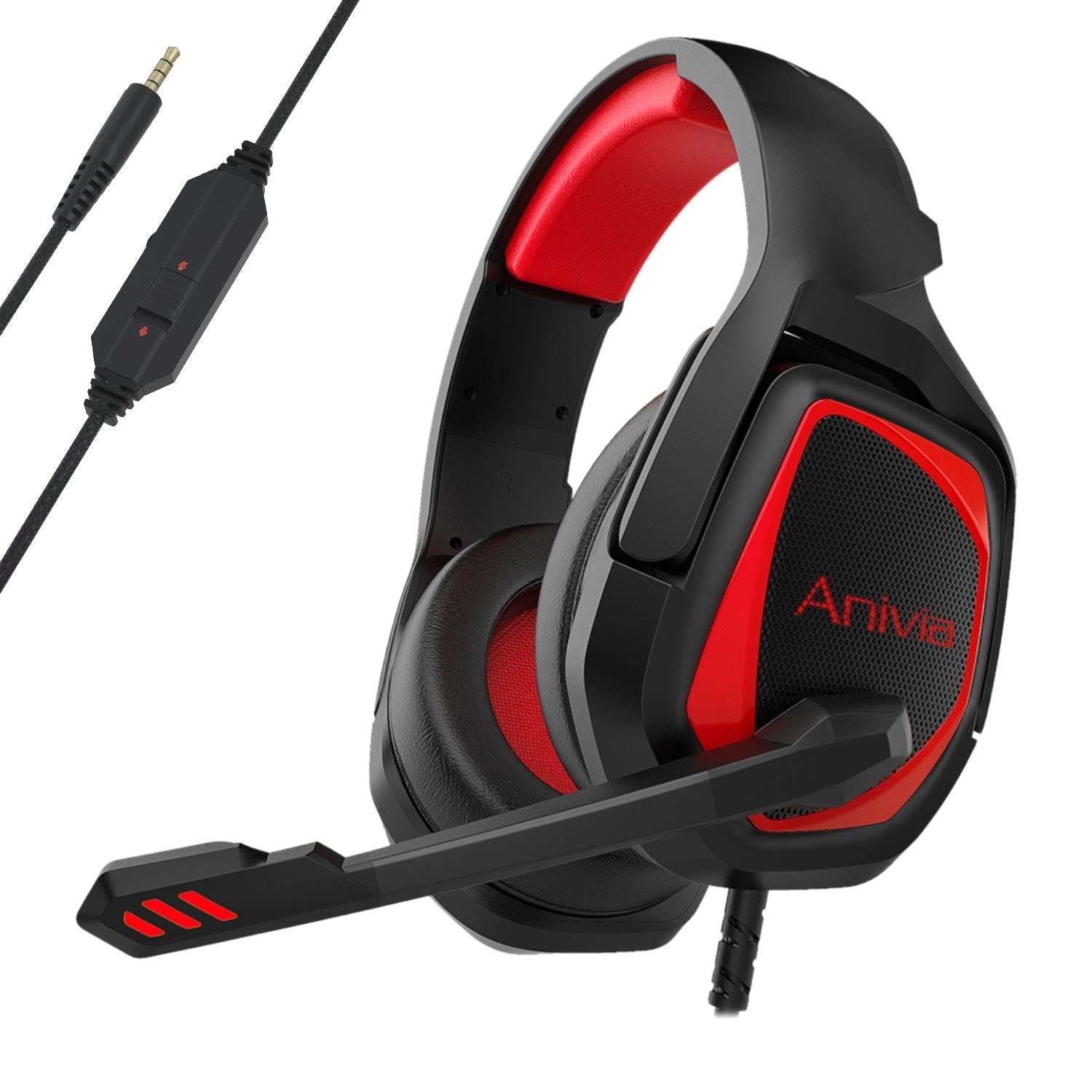 Retractable Mic Gaming Headset 3.5Mm Plug 2.2M Cable - Black Blue