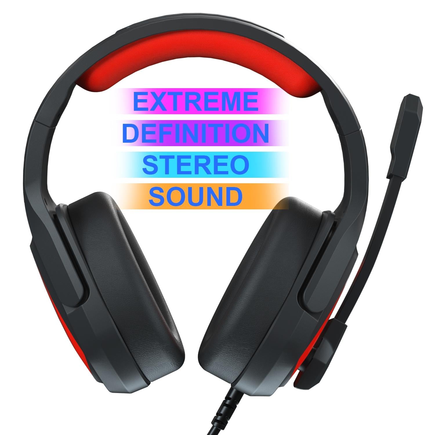 Retractable Mic Gaming Headset 3.5Mm Plug 2.2M Cable - Black Blue