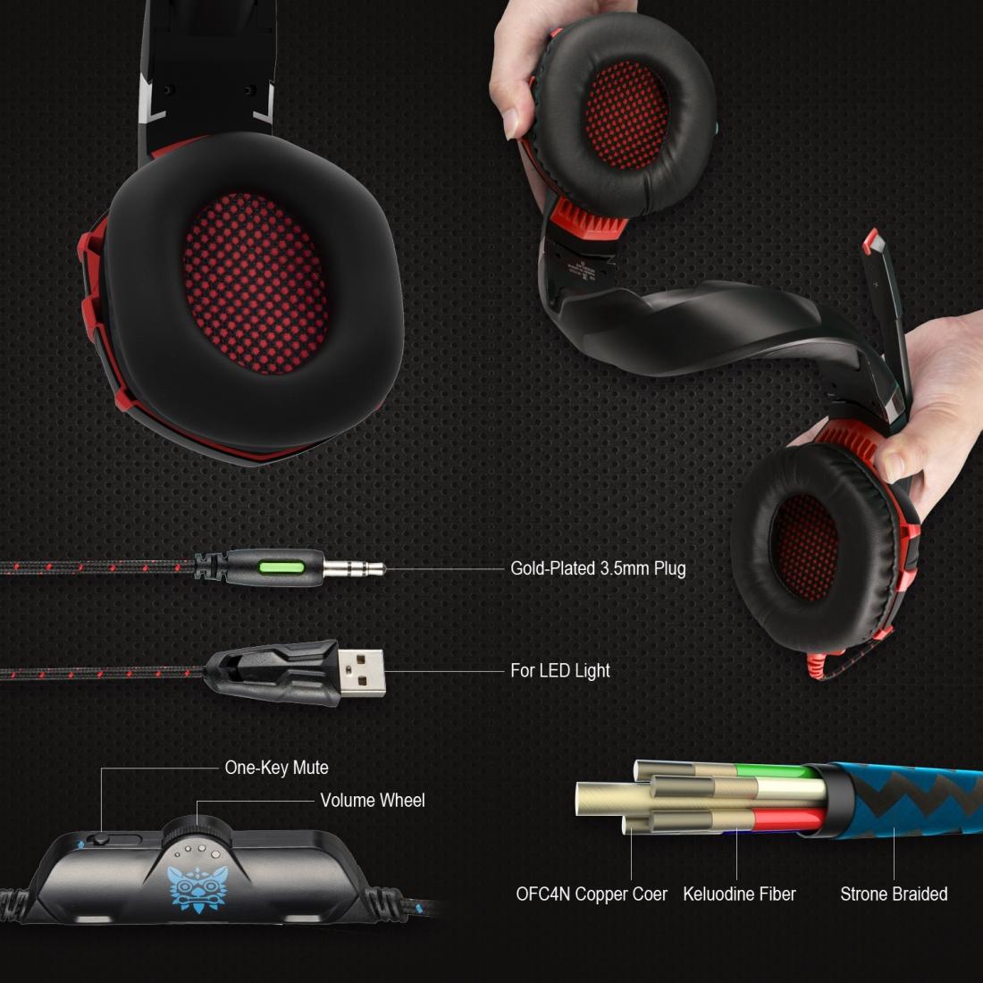 Surround Gaming Headset With Mic & Led Lights - Black Blue