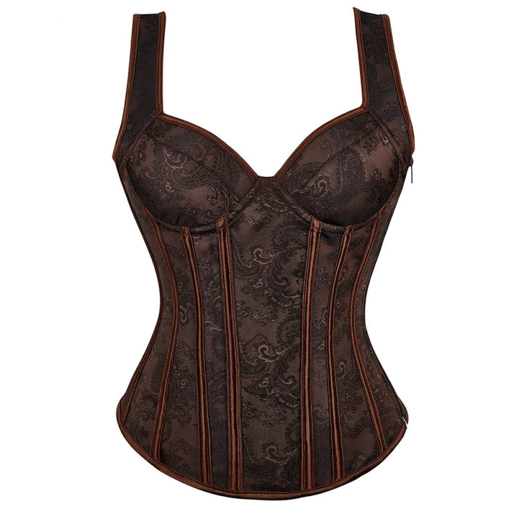 Adjustable Plus Size Steampunk Gothic Corset With G String S To 6Xl - Black - 5Xl