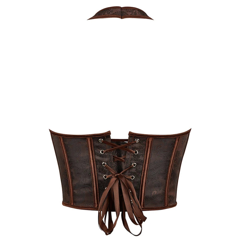 Steampunk Chest Binder Bustier Halter Corset Top For Women Plus Size Retro Corselet - 767 Black - M