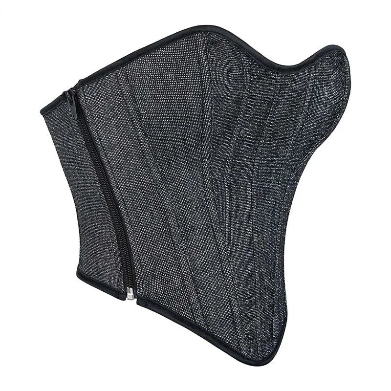 Gray Gothic Punk Crop Top Women Lacing Bandage Bustier With Zipper Plus Size S-Xxl - Xxl