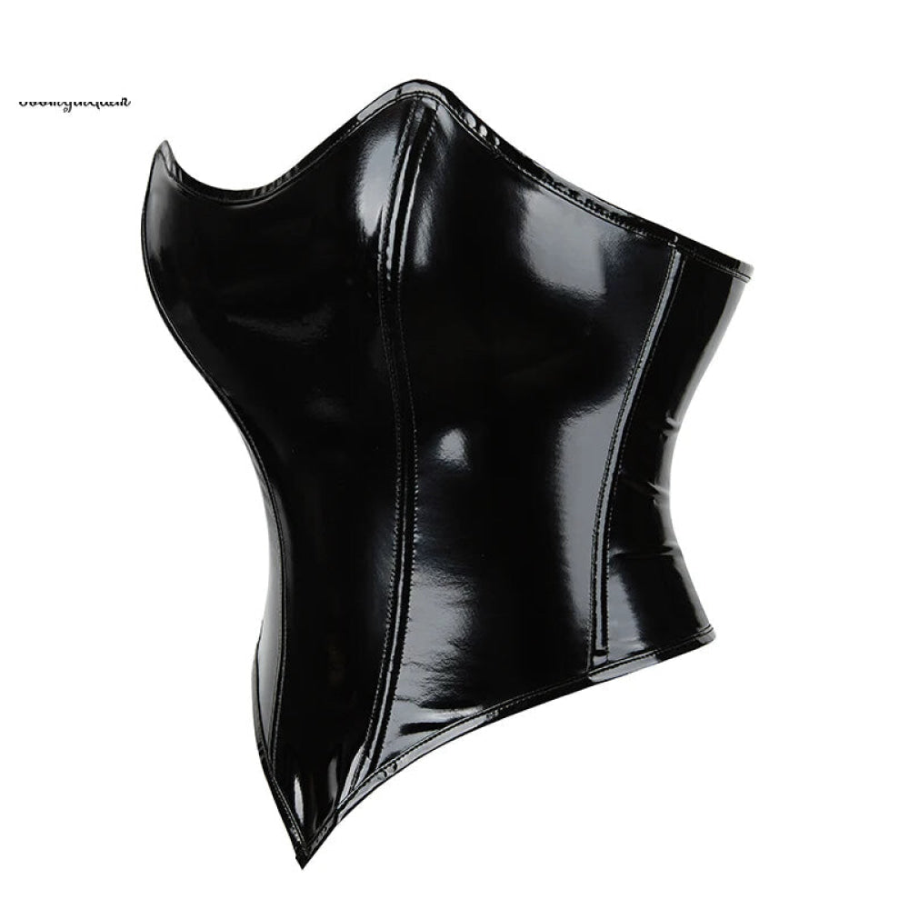 Strapless Bustier Corset Crop Top Plus Size S-6Xl 9 Glue Boned Heart Shape Zipper Closure Synthetic Leather - 6Xl