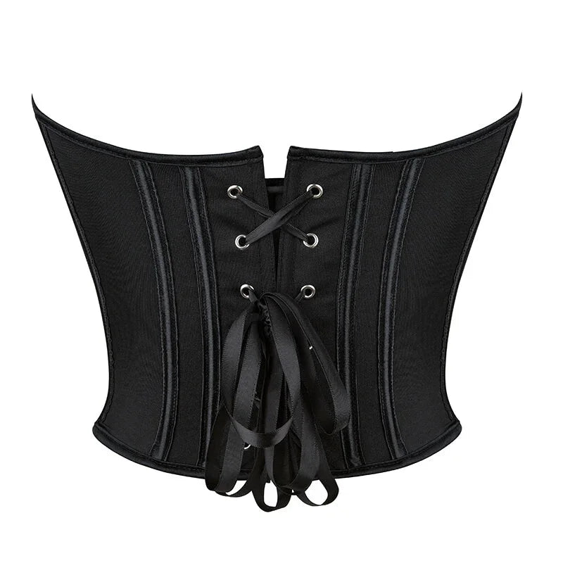 Translucent Gothic Bustier Crop Top Plus Size S-6Xl Burlesque Vintage Lingerie - M