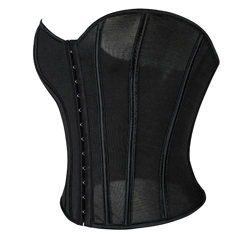 Translucent Gothic Bustier Crop Top Plus Size S-6Xl Burlesque Vintage Lingerie - M