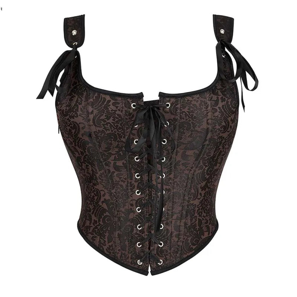 Steampunk Retro Bustier Strap Vest Tank Top Coffee Corset Plus Size Xs-6Xl - M