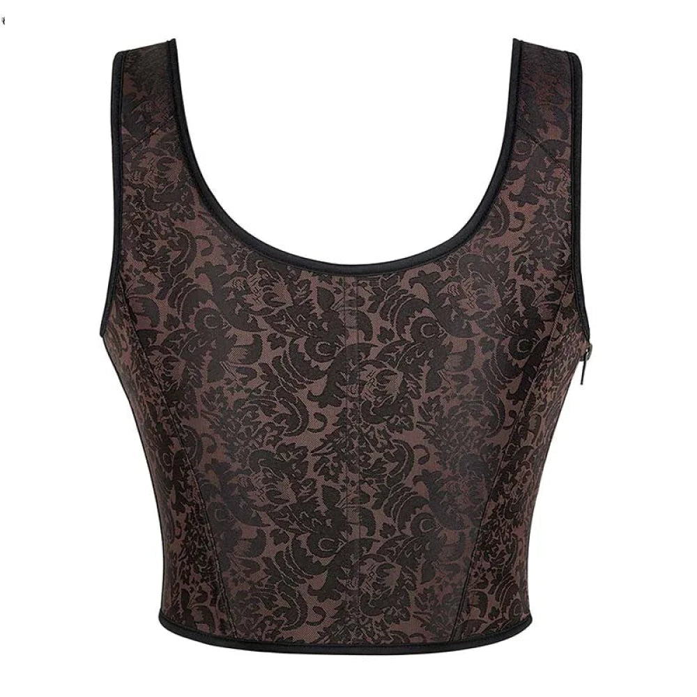Steampunk Retro Bustier Strap Vest Tank Top Coffee Corset Plus Size Xs-6Xl - M
