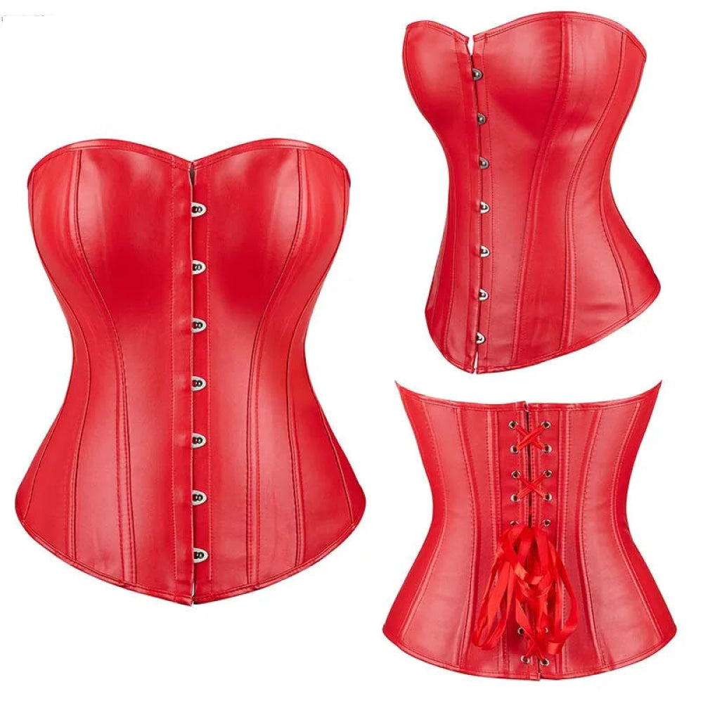 Steampunk Plus Size Slimming Body Shapewear Corset Red / Black - Red - L