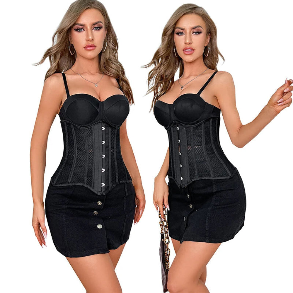 16 Steel Boned Mesh Underbust Corset For Women Hourglass Body Shaper - Xxxl