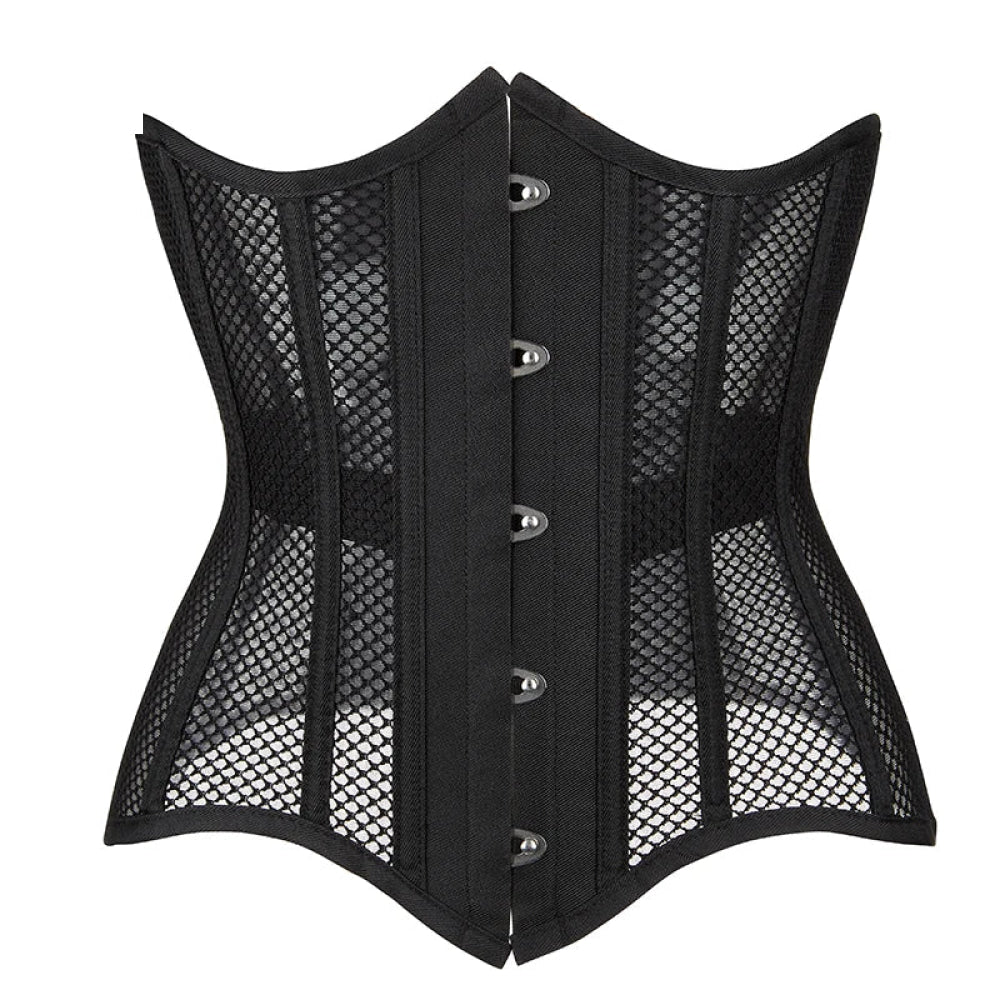 16 Steel Boned Mesh Underbust Corset For Women Hourglass Body Shaper - L