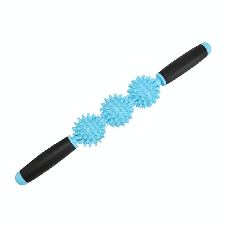 Triple Hedgehog Balls Massage Stick For Neck Leg And Hand Yoga Health Care - Purple