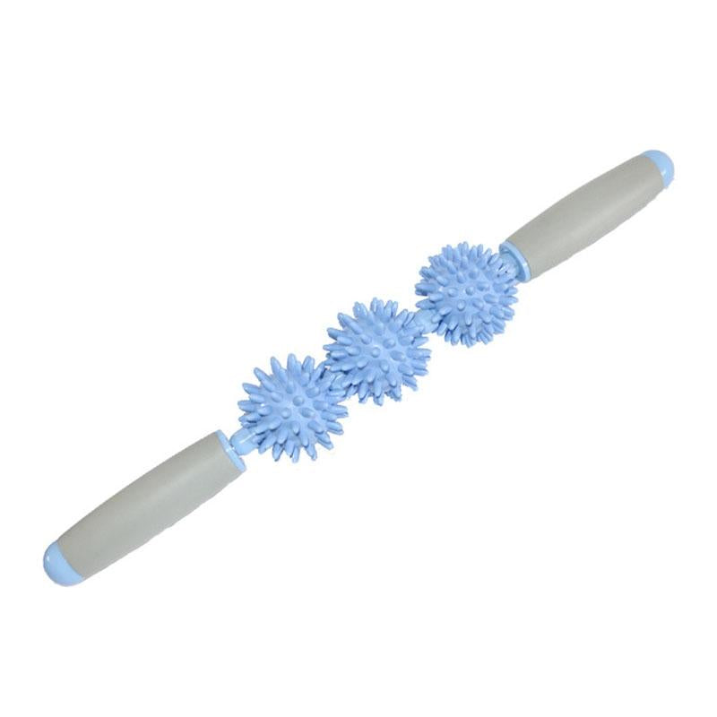 Triple Hedgehog Balls Massage Stick For Neck Leg And Hand Yoga Health Care - Purple