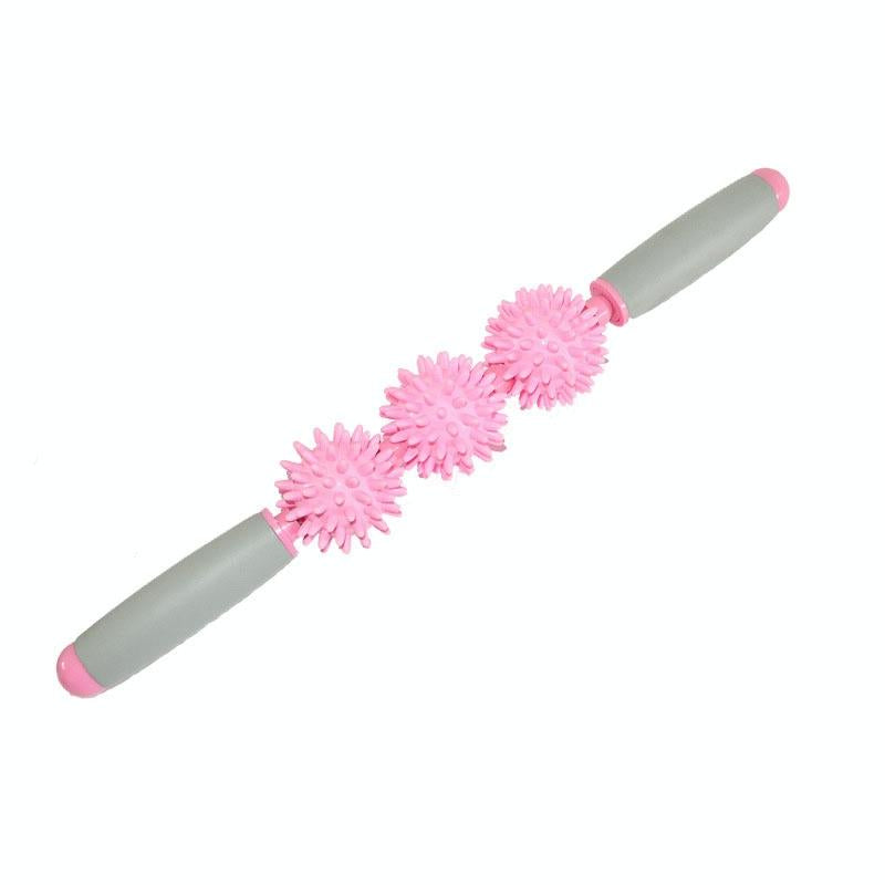 Triple Hedgehog Balls Massage Stick For Neck Leg And Hand Yoga Health Care - Purple