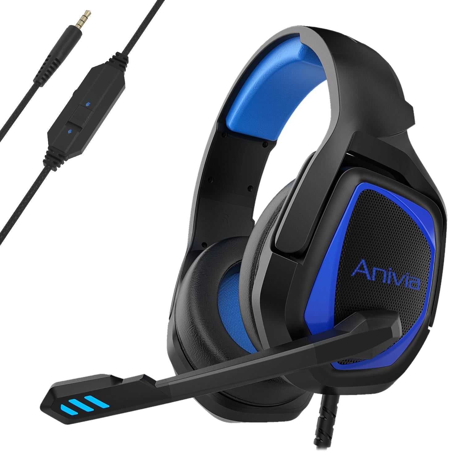 Retractable Mic Gaming Headset 3.5Mm Plug 2.2M Cable - Black Red