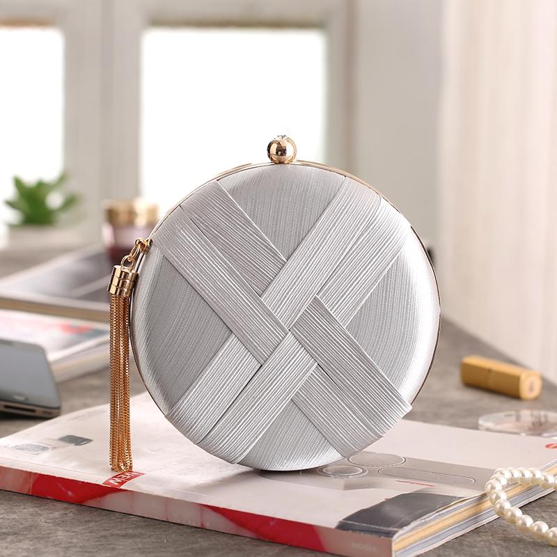 Silk Handbag for Fashion Banquets and Parties - Silver
