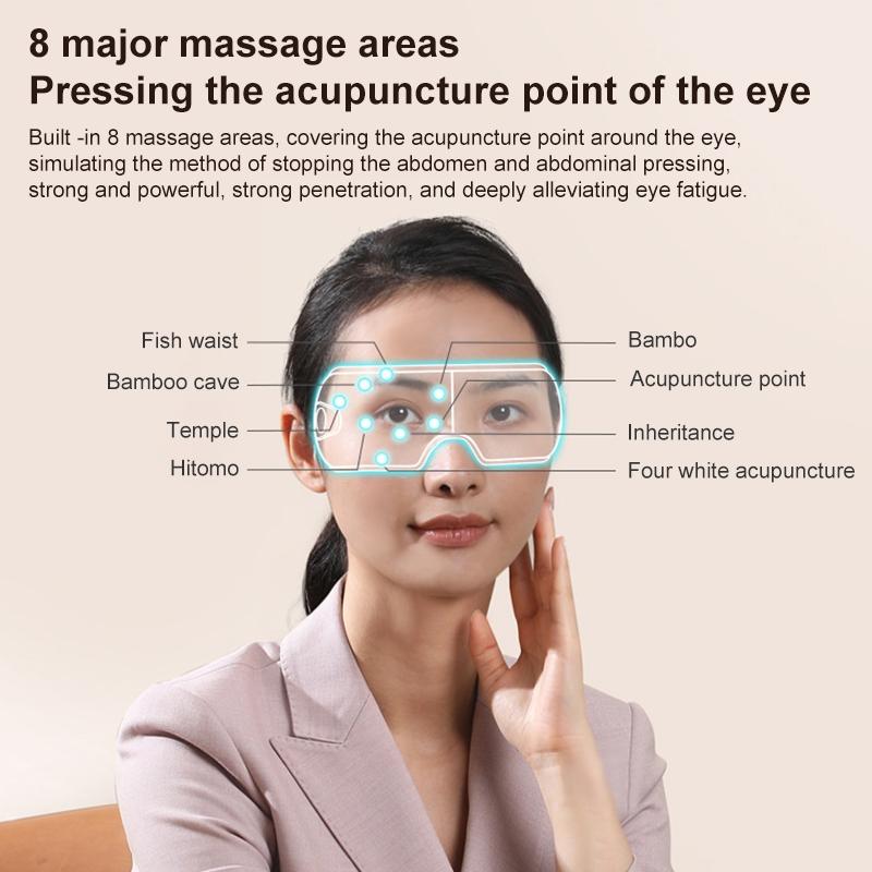 Smart Eye Massager With Hot Compress Air Pressure & Vibration - Light Smoke