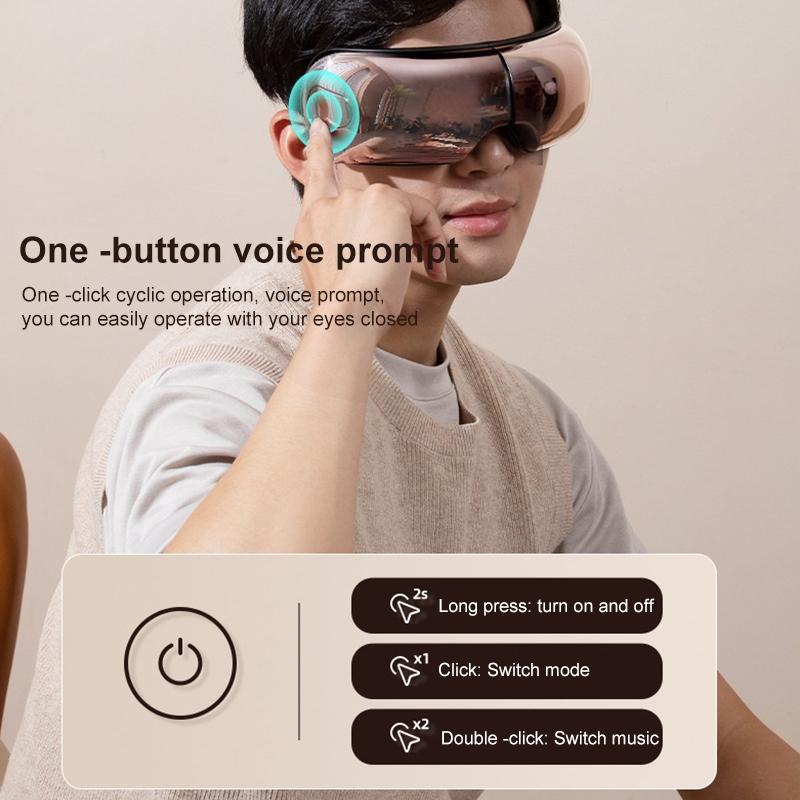 Smart Eye Massager With Hot Compress Air Pressure & Vibration - Light Smoke