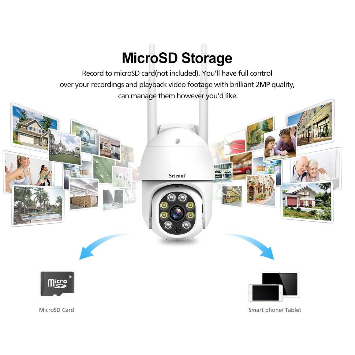 Outdoor Ptz Camera With 1080P Hd Two-Way Audio Motion & Humanoid Detection Colour Night Vision Tf Card Support