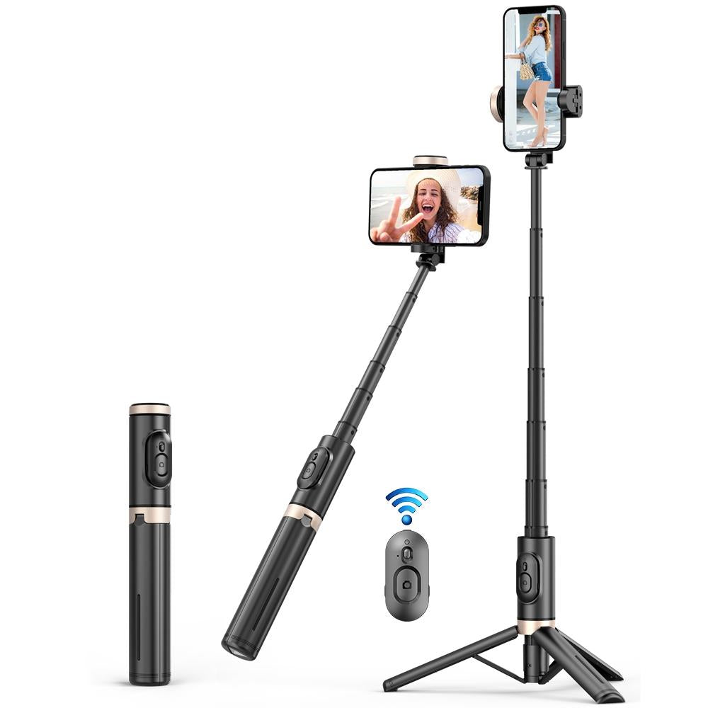 Reinforced Bluetooth Remote Control Selfie Stick with Hidden Design - White