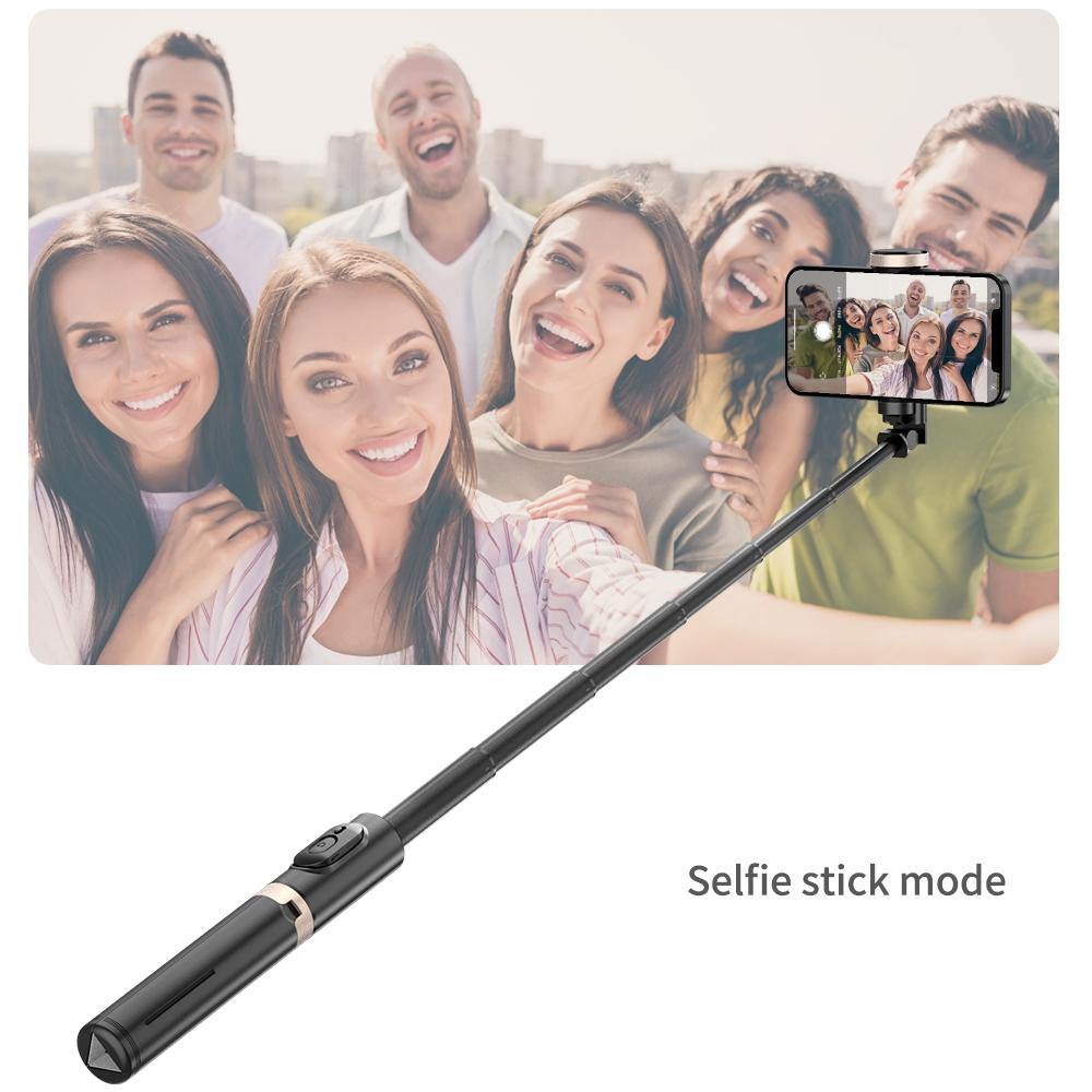 Reinforced Bluetooth Remote Control Selfie Stick with Hidden Design - White