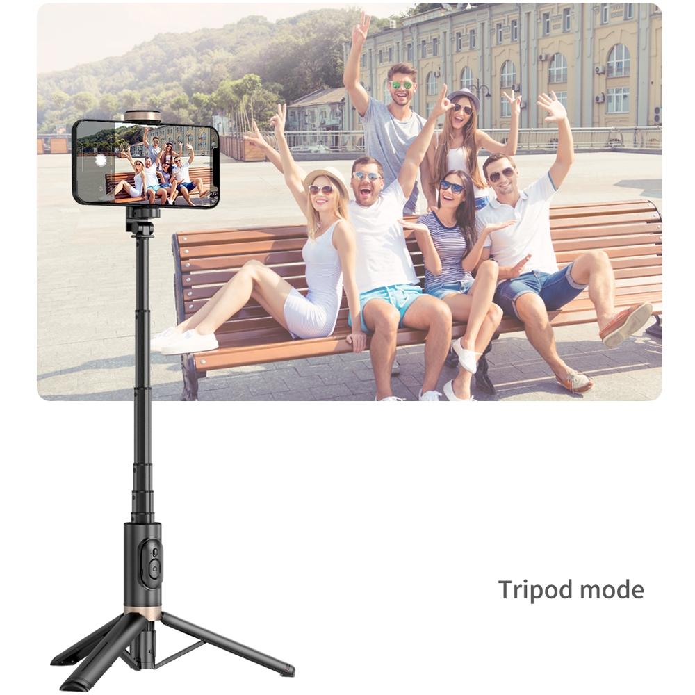 Reinforced Bluetooth Remote Control Selfie Stick with Hidden Design - White