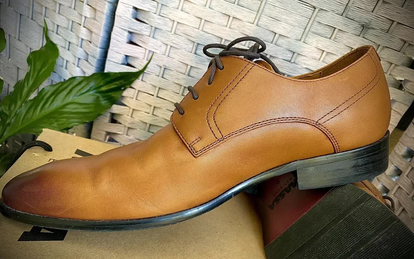 Massa Ascoli Leather Derby Dress Lace Up Shoes Wedding Business Formal in Tan - UK 9