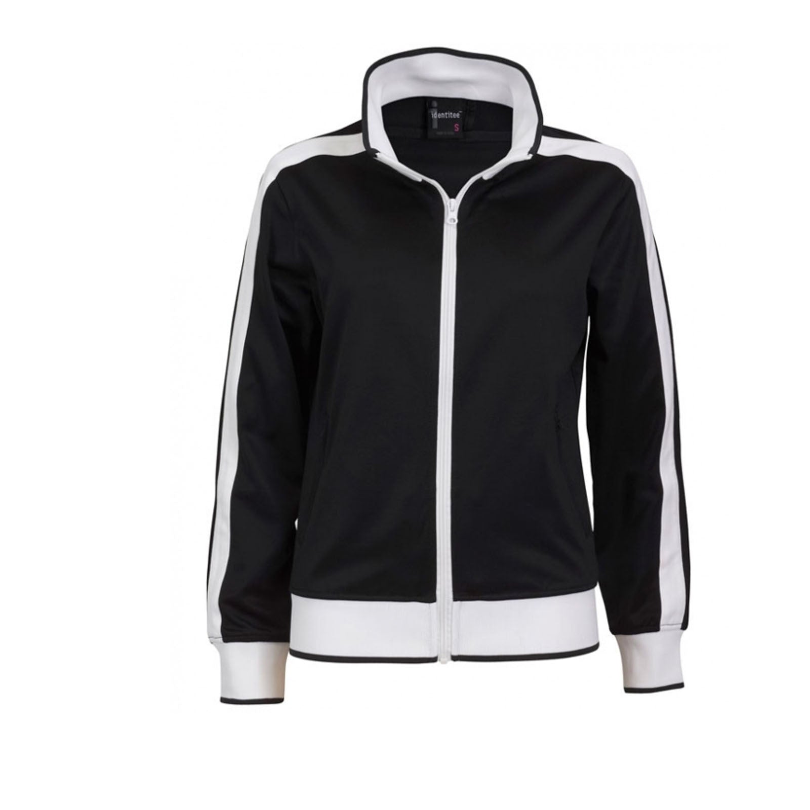 Track Top Jacket Full Zip Tracksuit Varsity Jumper Warm Winter - Black/White - L (14-16)