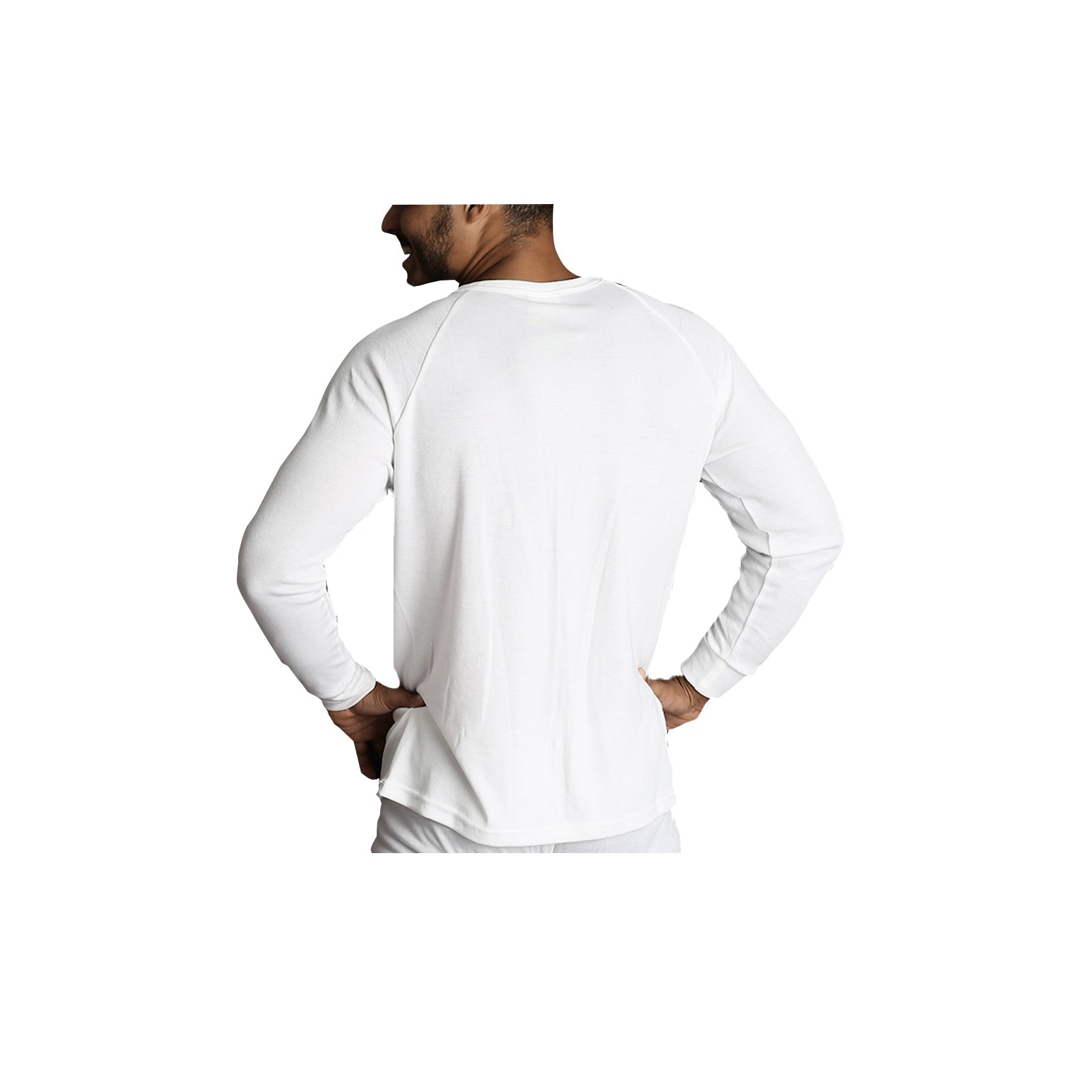 Mens Merino Wool Blend Long Sleeve Thermal Top Underwear Thermals Base Layer - Beige