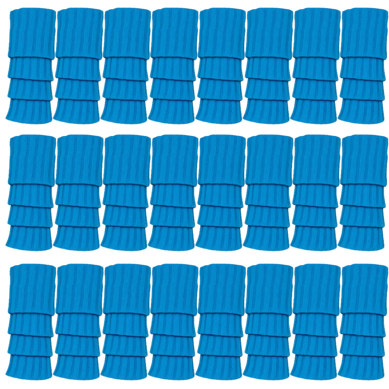 24x Womens Leg Warmers Disco Winter Knit Dance Party Crochet Legging Socks Costume - Topaz Blue