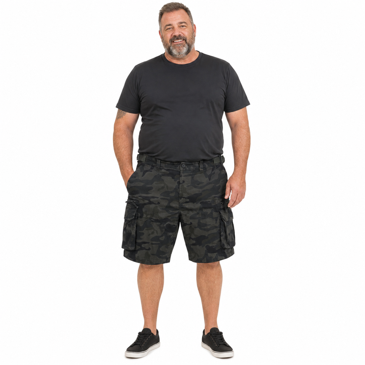 Deluxe PLUS SIZE CARGO SHORTS Heavy Duty Big Sizes 100% COTTON Drill Summer - Camo