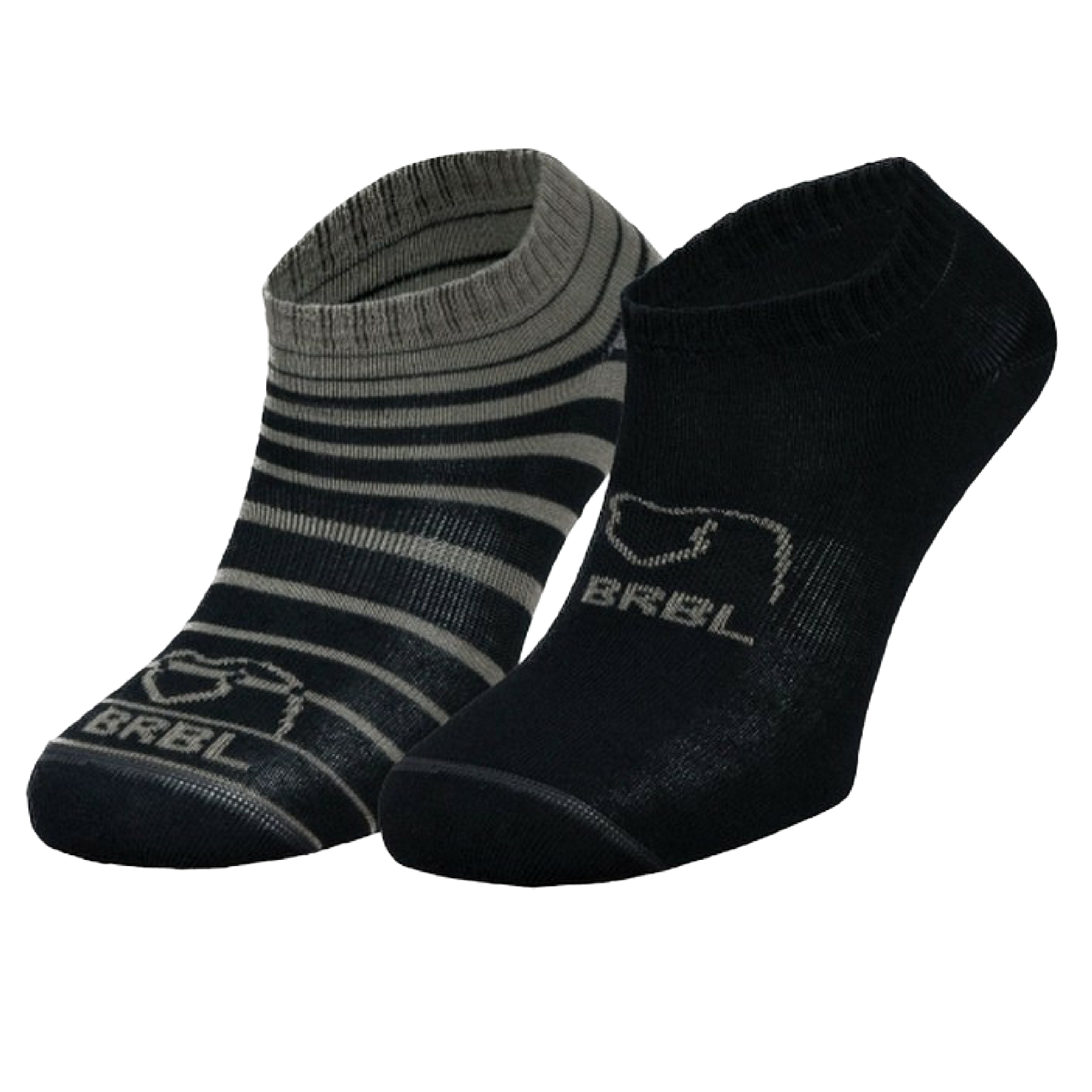 2pk BRBL Baloo Ankle Socks Low Cut MADE IN ITALY  - Dark Grey/Mid Grey - L