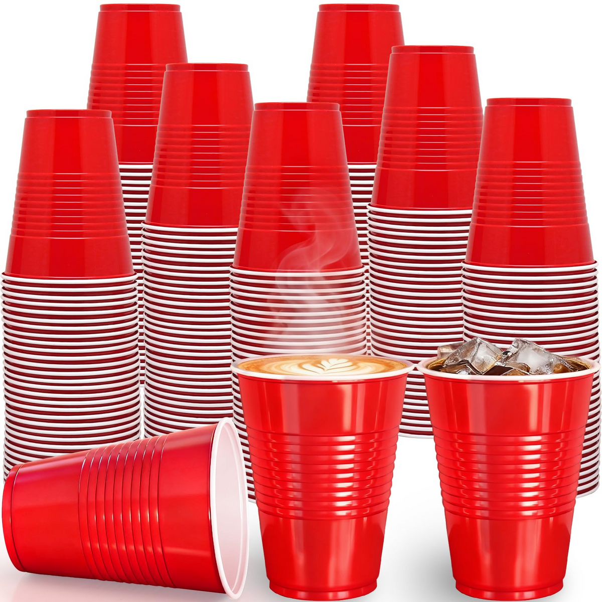 540x 16oz (480ml) Premium Plastic Red Cups Extra Strong PET BPA Free