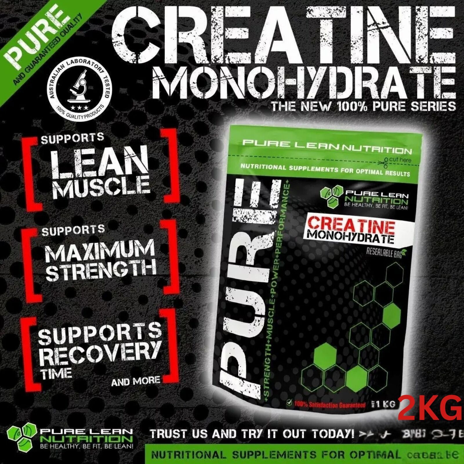 2KG Creatine Monohydrate Powder HPLC Tested Gym Workout Enhancer Micronised Supplement