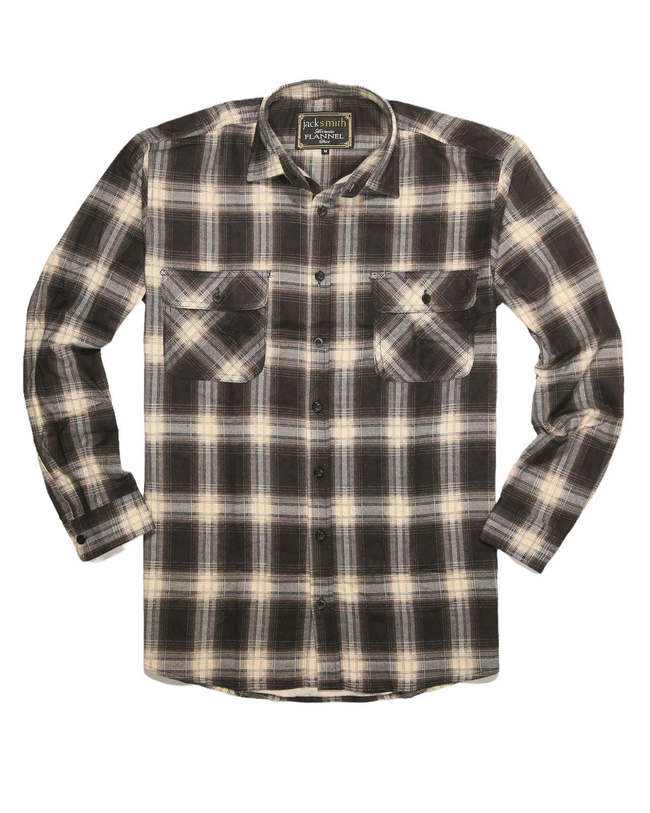 Mens Flannelette Long Sleeve Shirt 100% Cotton Check Authentic Flannel - Full Placket - Black - 9XL