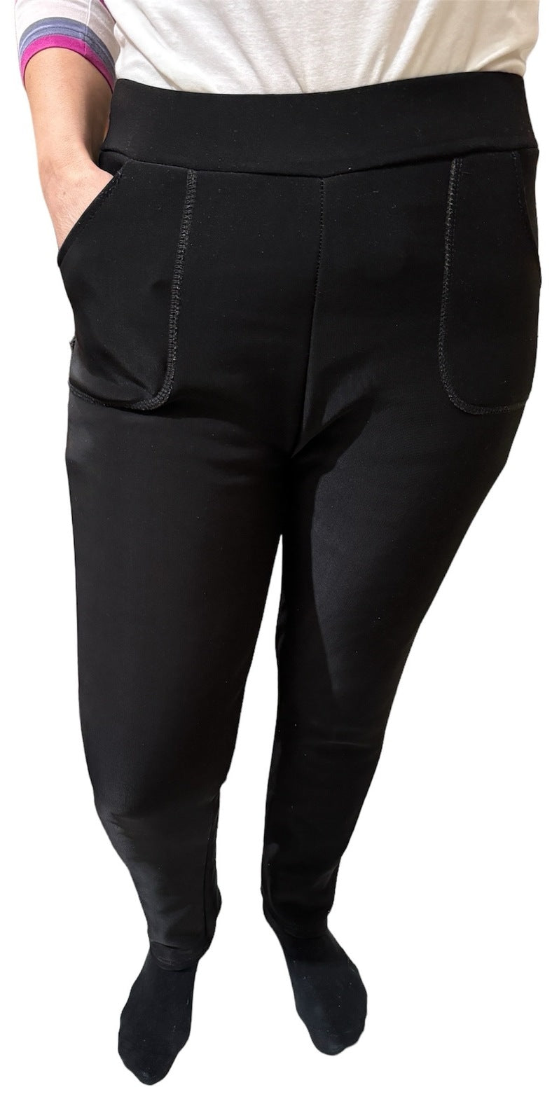 Ladies Fur Lined Thermal Leggings Womens Warm Winter Pants Stretch Skinny Leg - M/L
