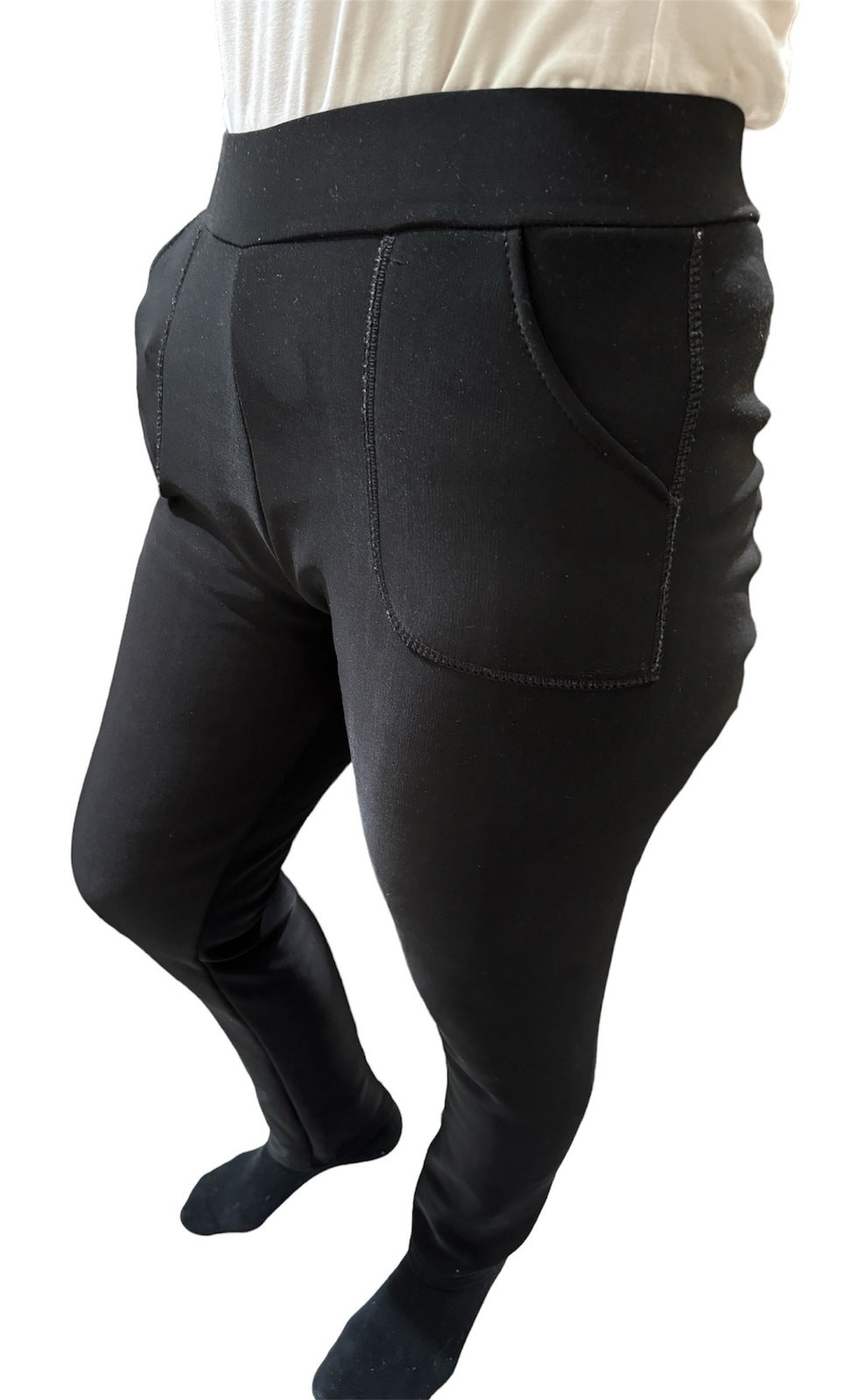 Ladies Fur Lined Thermal Leggings Womens Warm Winter Pants Stretch Skinny Leg - M/L