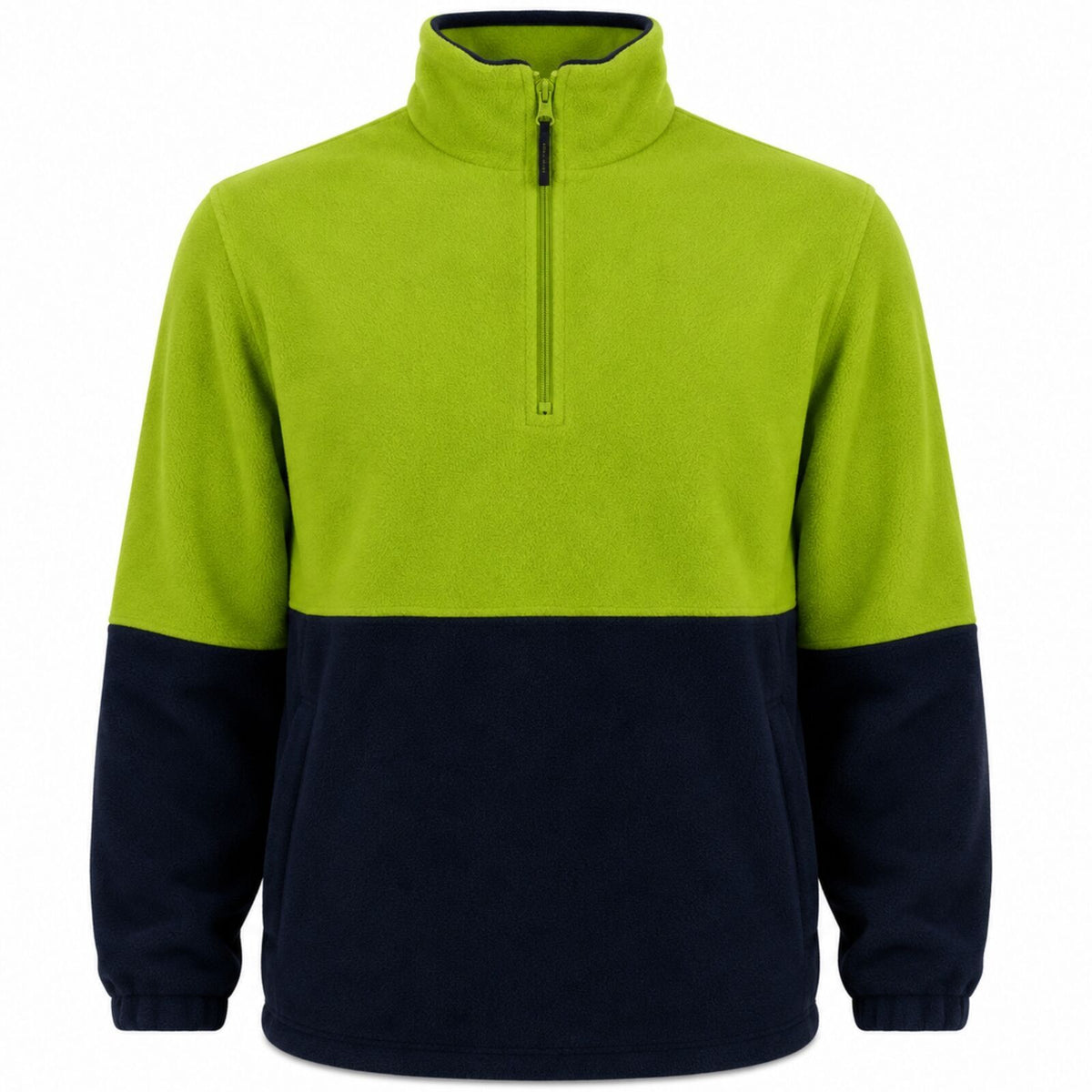 Hi Vis Polar Fleece Jumper Half Zip Safety Workwear Jacket Unisex - Yellow
