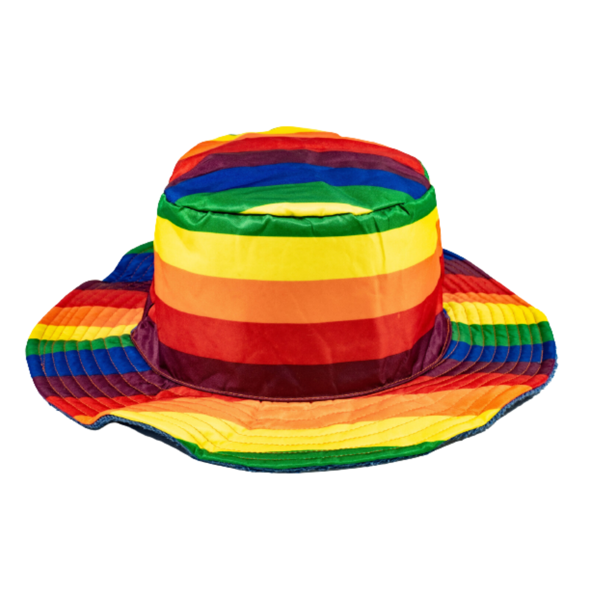 Rainbow Terry Towelling Bucket Hat Gay Lesbian Mardi Gras Party Cap LGBT - Reversible - Large (58cm)