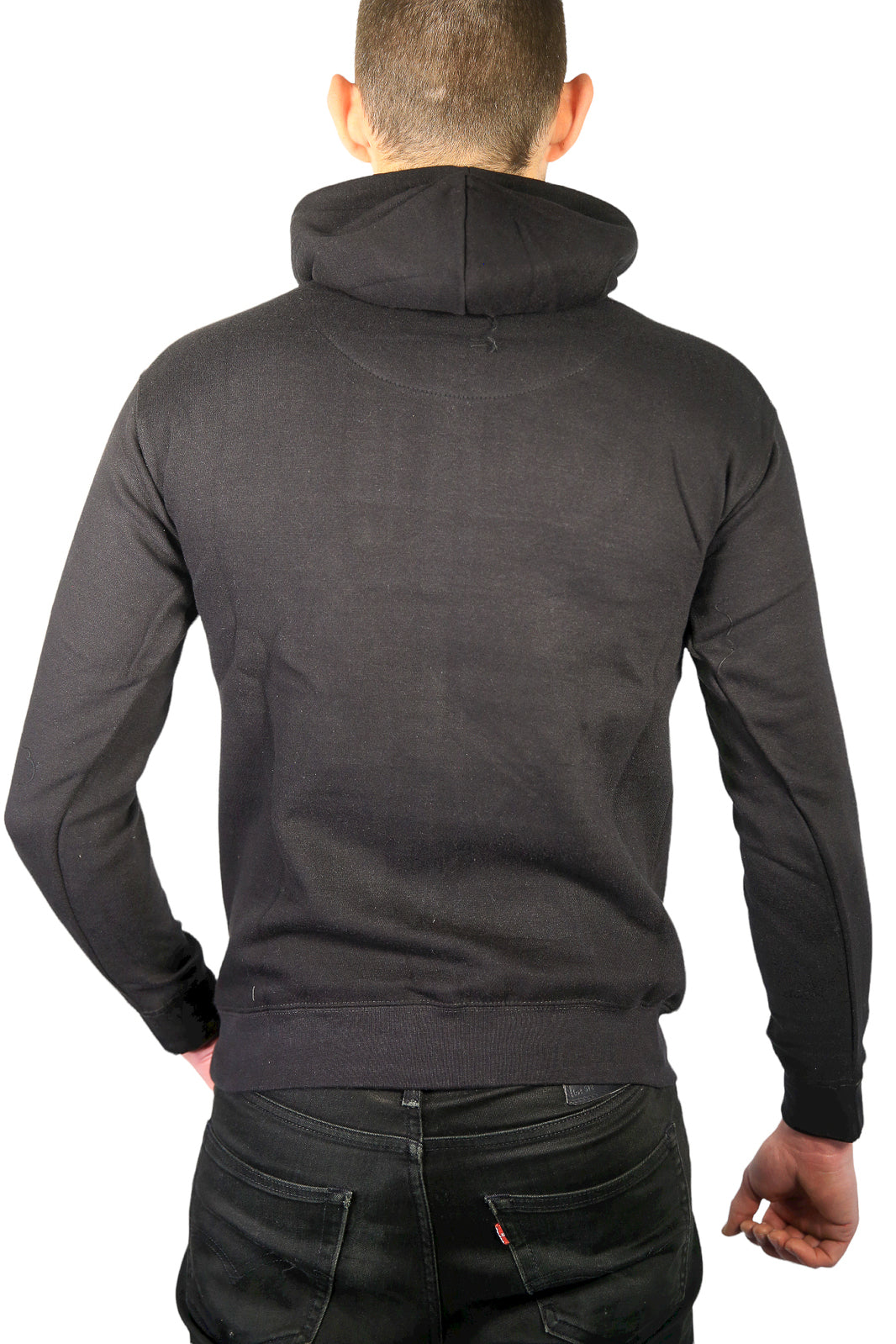 Adult Mens 100% Cotton Fleece Hoodie Jumper Pullover Sweater Warm Sweatshirt - Black - S