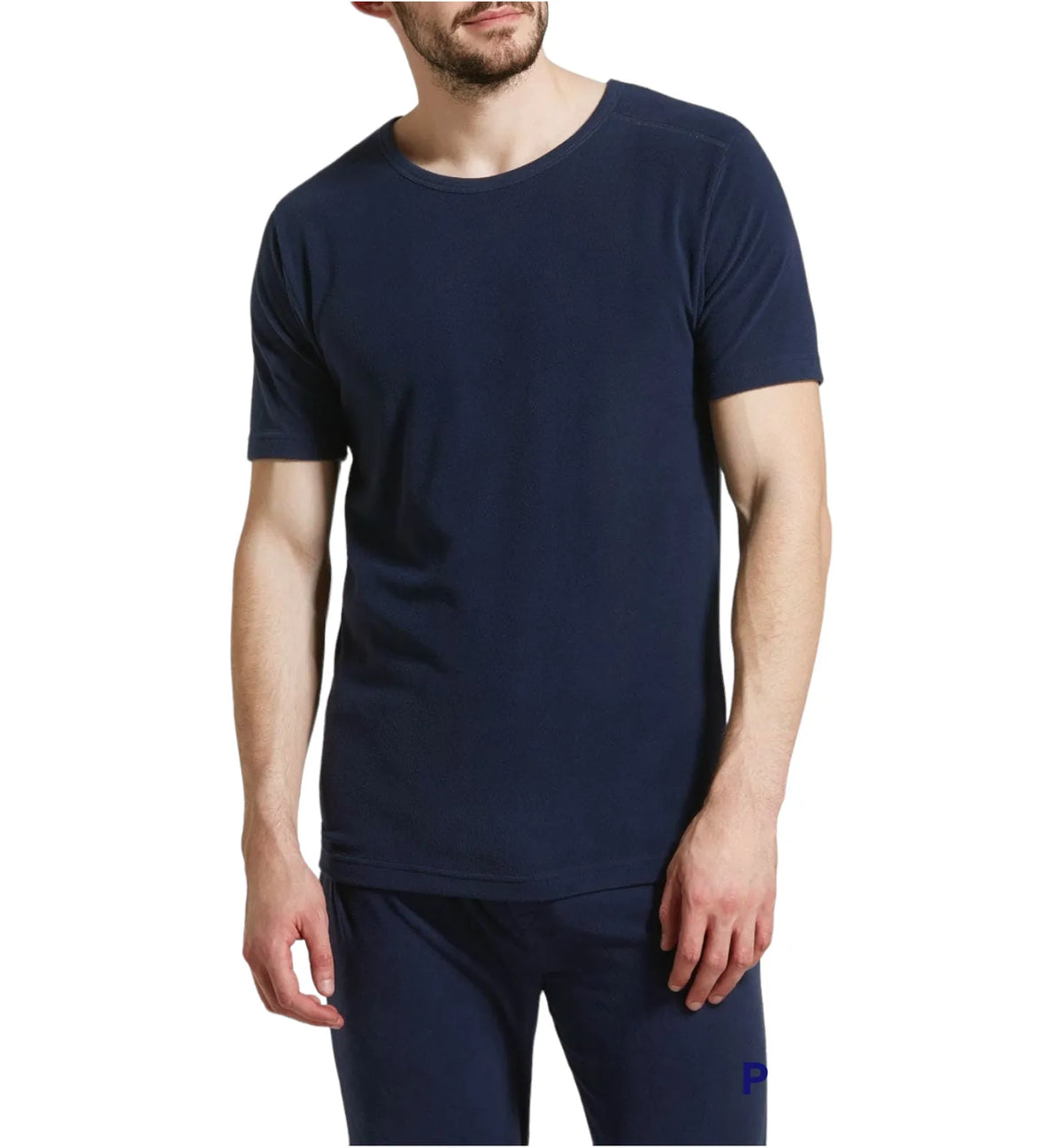 Mens Thermal Short Sleeve Top Cotton Blend Baselayer Underwear T Shirt - Navy