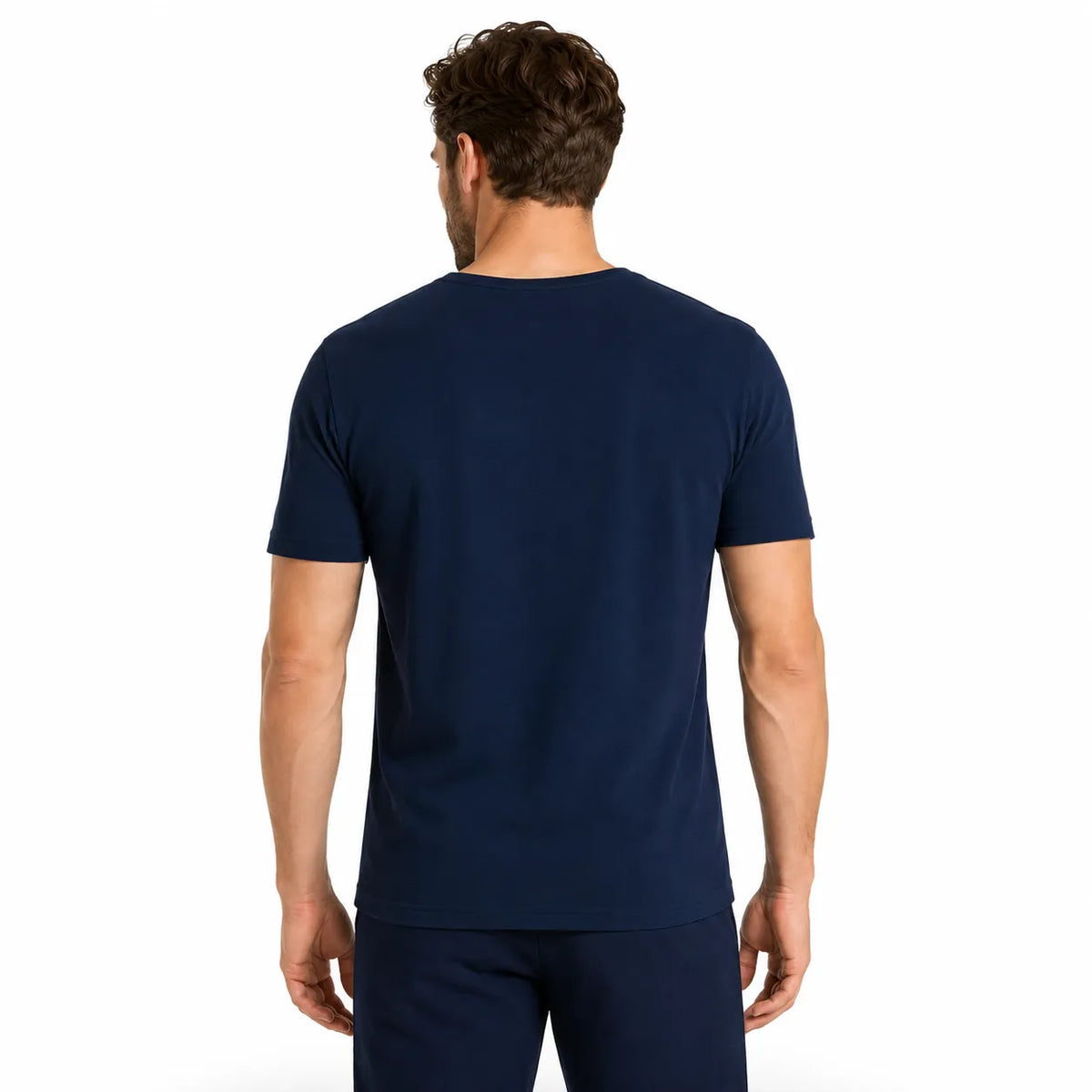 Mens Thermal Short Sleeve Top Cotton Blend Baselayer Underwear T Shirt - Navy