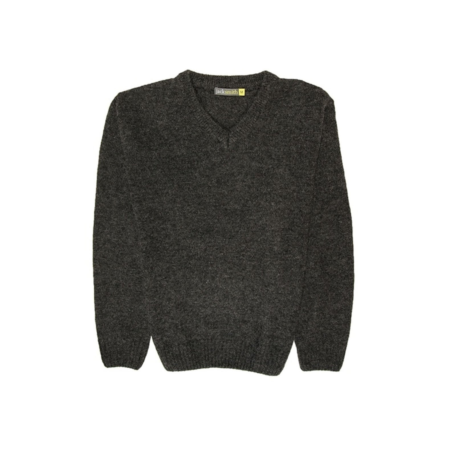 100% Shetland Ragg Wool V Neck Knit Jumper Pullover Mens Sweater Knitted - Charcoal - XXL