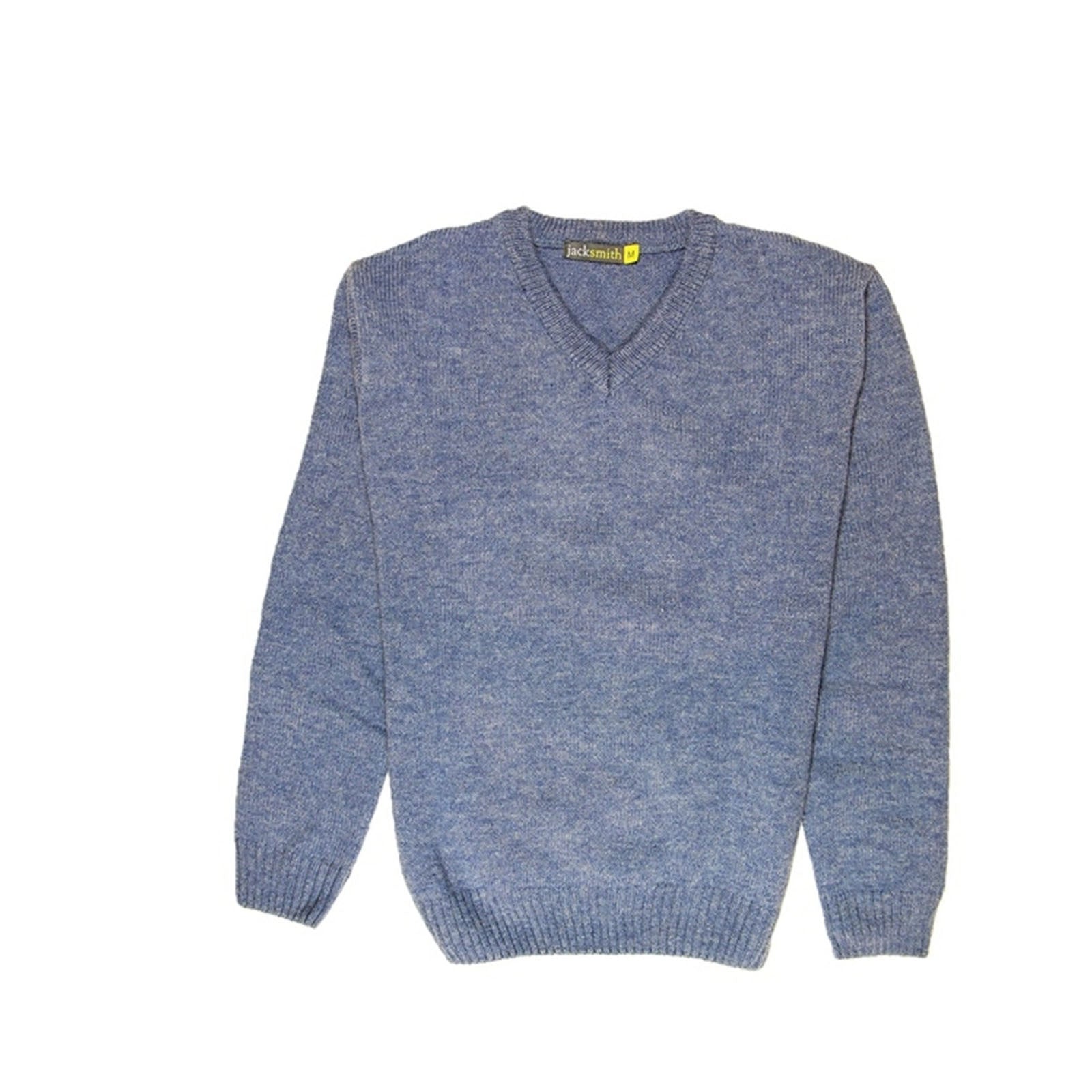 100% Shetland Ragg Wool V Neck Knit Jumper Pullover Mens Sweater Knitted - Sky - XL
