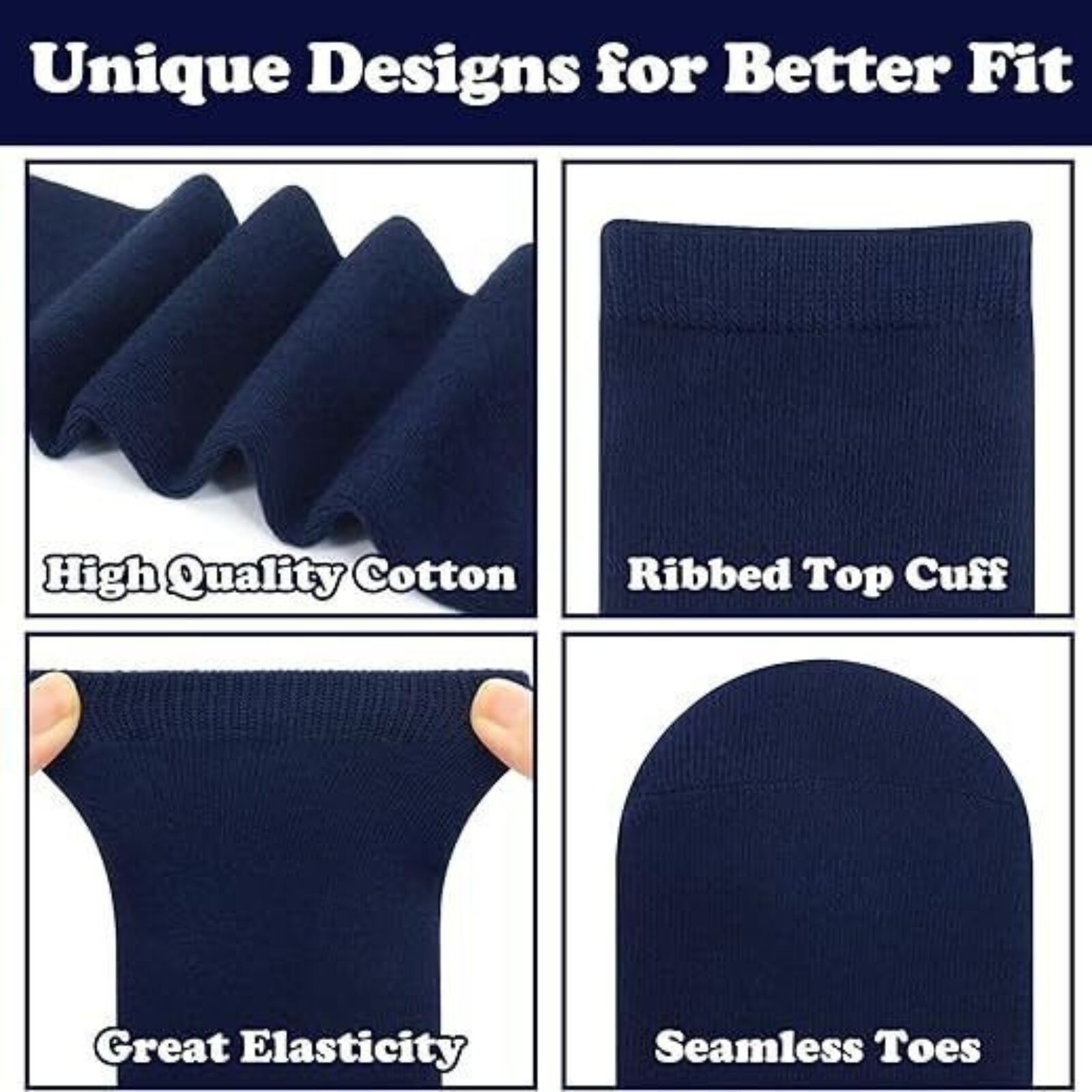 1x Pair School Uniform Knee High Socks Cotton Rich Girls Boys Kids - Navy - 6-11 (12+ Years Old)